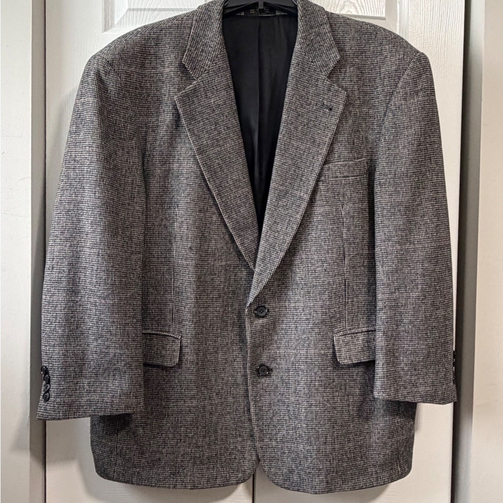 Christian Aujard Paris Grey Houndstooth Blazer Sport Coat 46S Made in Colombia